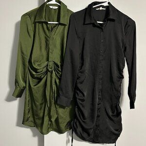 2 DRESSES BUNDLE BB Dakota By Steve Madden Black and Green Button Down Women's S